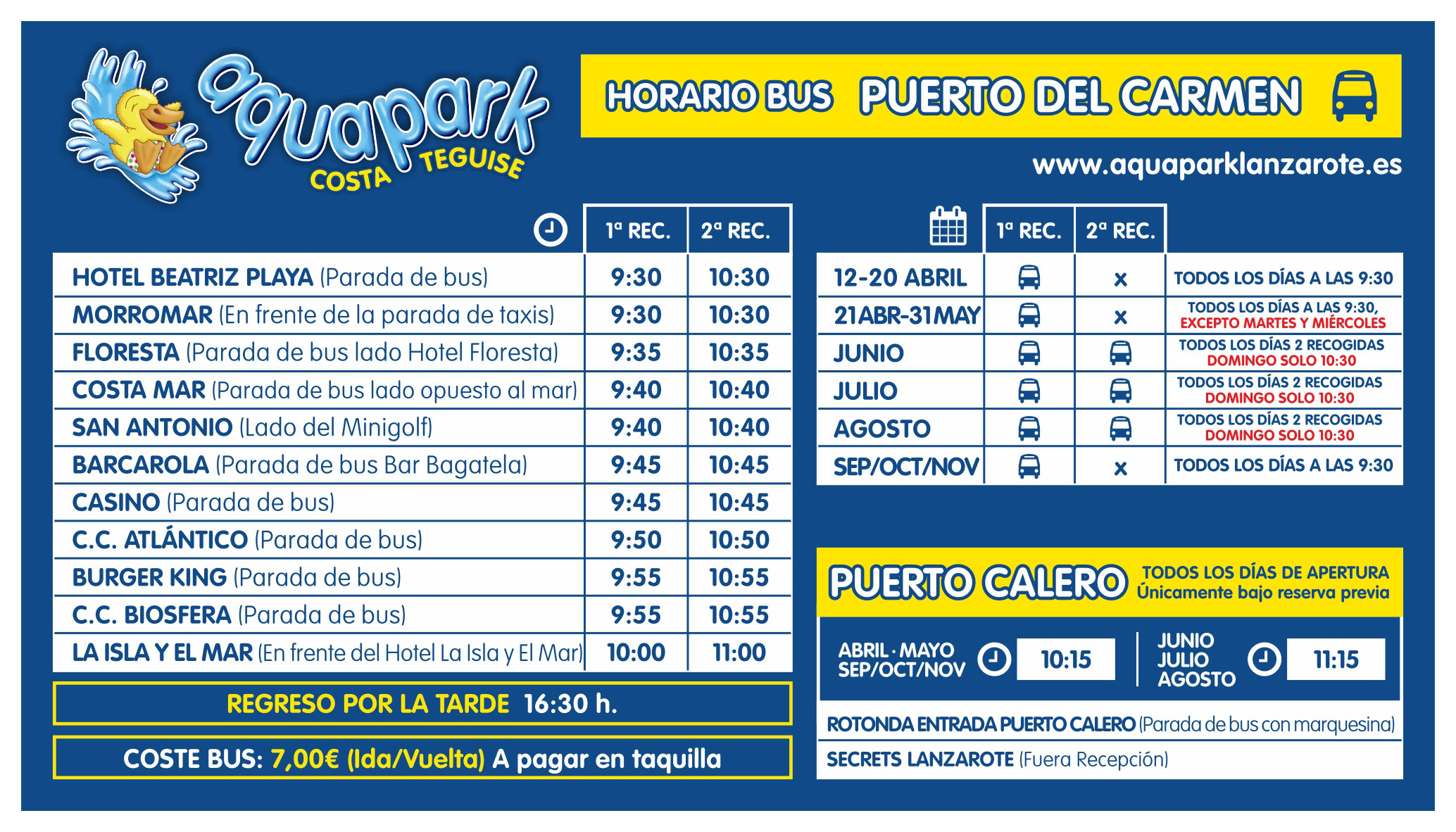 Bus Service - service area at Aquapark Costa Teguise