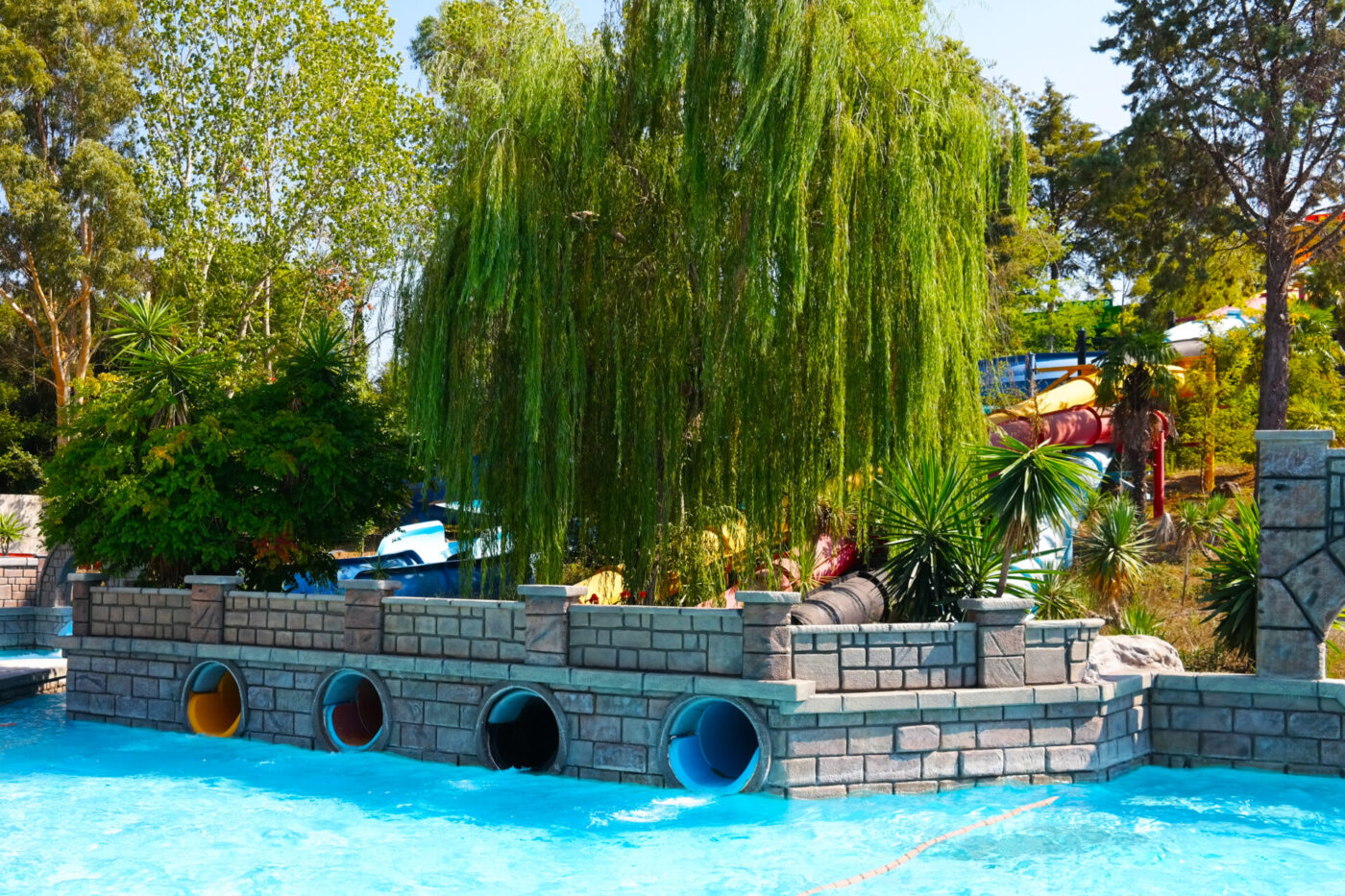 Double twisters - water slide at Aqualand Corfu Water Park