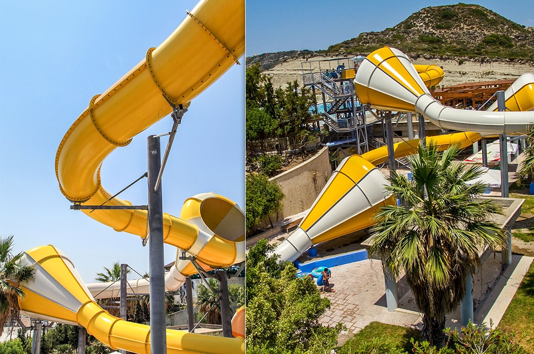 Triple Crazy Cones Slide - water slide at Waterpark Faliraki Rhodes
